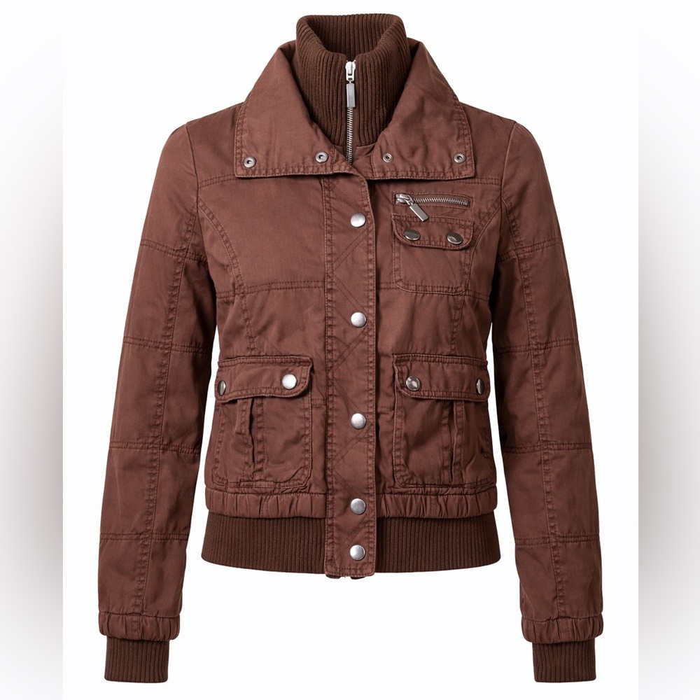 Vintage Y2K Forever 21 Brown Bomber Jacket Bella Swan Twilight Style Women's S